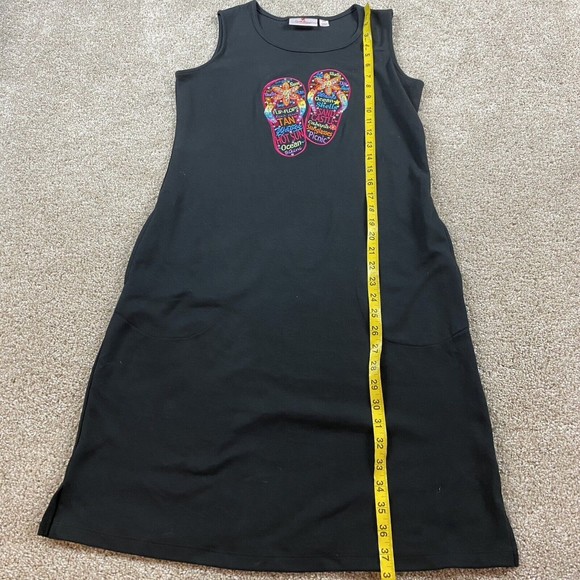 Quacker Factory Womens Knit Sundress Dress XXS Black Beach Sequin Flip Flop - Picture 5 of 7